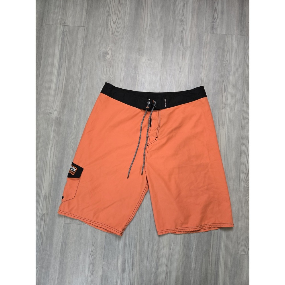 Affliction Shorts Men 34 Orange Board Hybrid Summer Swim Trunks Active Logo